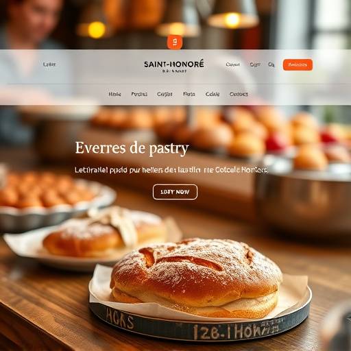 Capture d'√©cran du site web de la Boulangerie P√¢tisserie Saint-Honor√©, mettant en avant le design web et les photos culinaires.